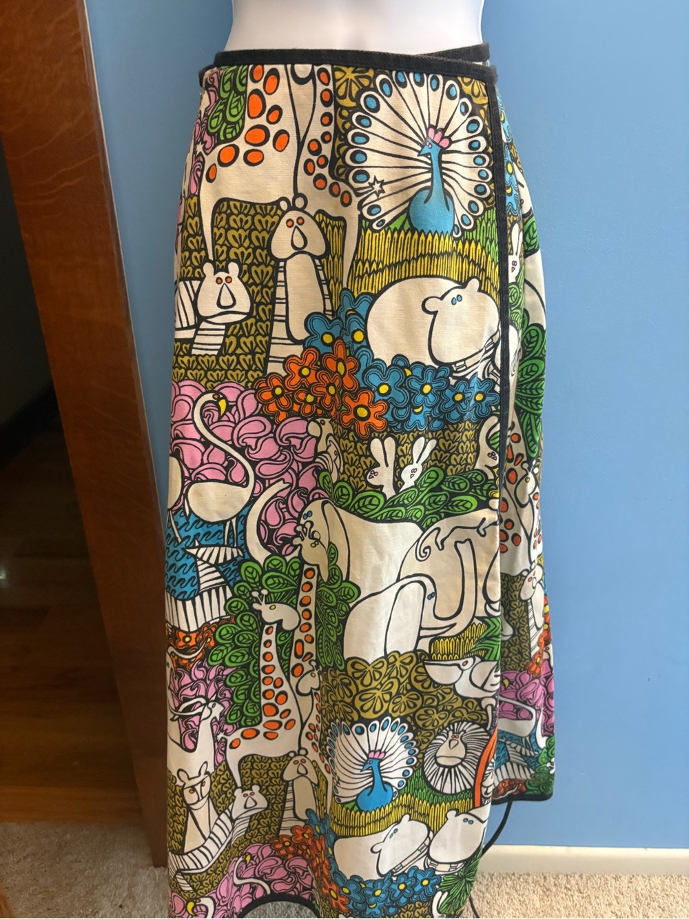 RARE JP Stevens Utica Wrap Skirt Handmade Botanical Zoo Psychedelic Jungle M/L